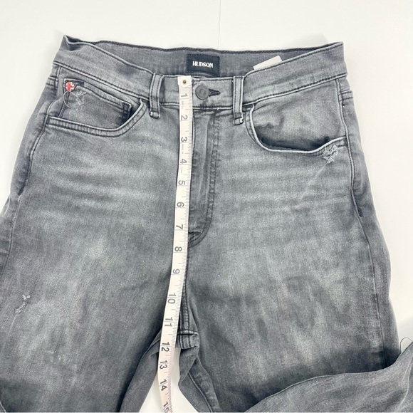 HUDSON Kass High Rise & Straight Fit Jeans Raw Hem Faded Black‎ Distressed 25 - Picture 8 of 15